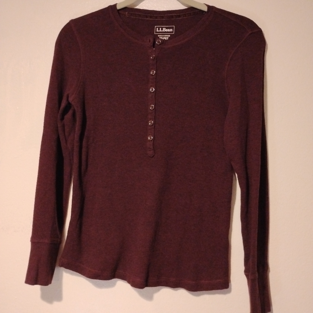 L.L. Bean Deep Porter Heather, Maroon Long Sleeve Henley